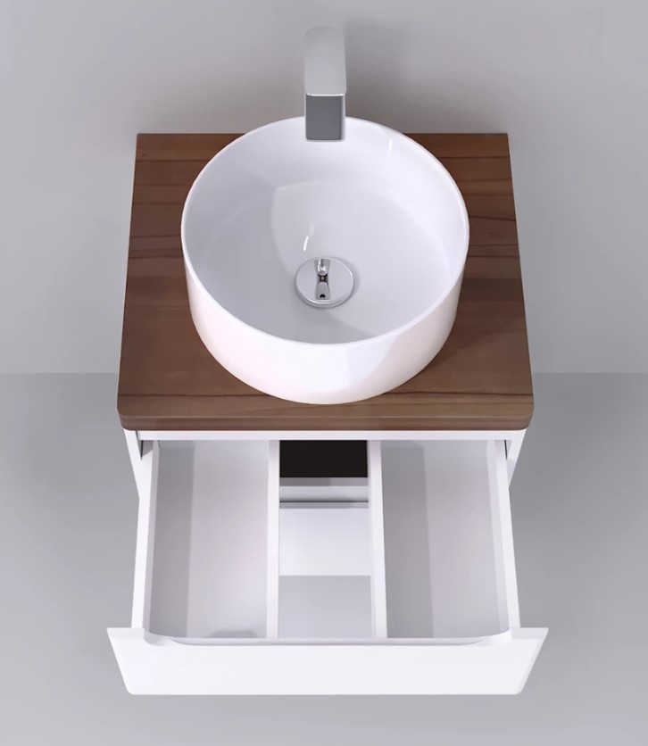 Дополнительное фото №3 Тумба Wood 60 подвесная белая со столешницей Wood 60 светлая