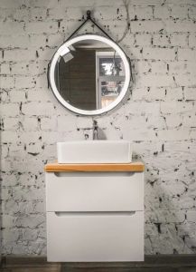 Тумба Wood 60 подвесная белая со столешницей Wood 60 светлая