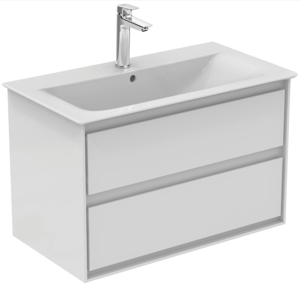 Фото Тумба с раковиной CONNECT AIR 80 с 2 ящиками белый глянцевый и белый матовый