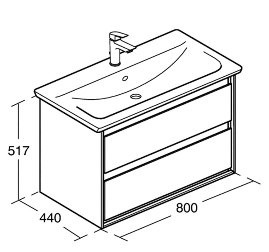 Дополнительное фото №2 Тумба с раковиной CONNECT AIR 80 с 2 ящиками белый глянцевый и белый матовый