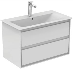 Тумба с раковиной CONNECT AIR 80 с 2 ящиками белый глянцевый и белый матовый