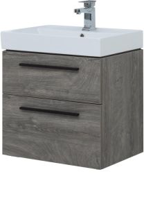 Тумба Aquanet Nova 60 2ящ. дуб рошелье с ручками 320 мм и раковиной Латина 60 