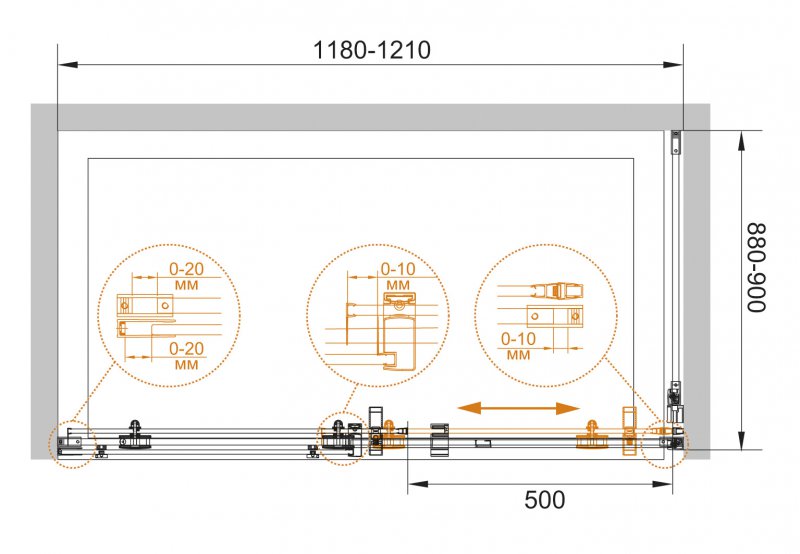 Дополнительное фото №2 Душевой угол Cezares Stylus 120*90 профиль хром, стекло прозрачное 8мм