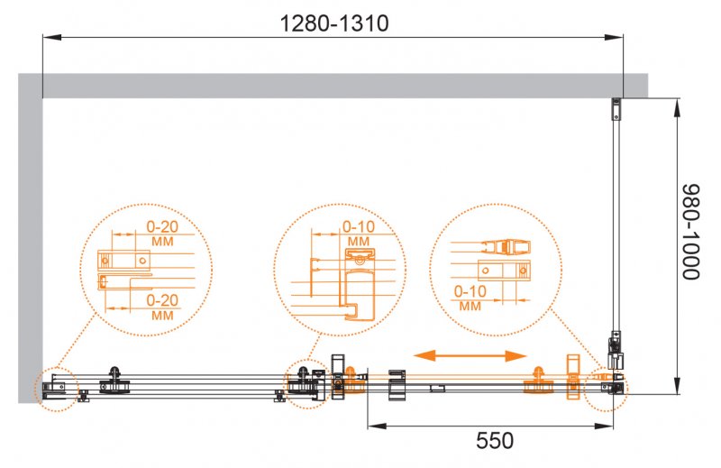 Дополнительное фото №3 Душевой угол Cezares Stylus 130*100 профиль хром, стекло прозрачное 8мм