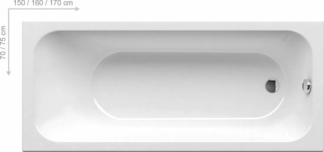 Фото Ванна акриловая Ravak Chrome Slim 150x70, белая