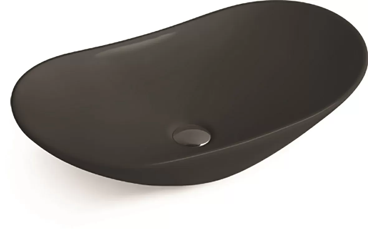 Фото Раковина керамическая черная 615*360*155 накладная без перелива SANTILINE