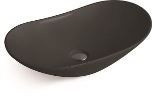 Раковина керамическая черная 615*360*155 накладная без перелива SANTILINE