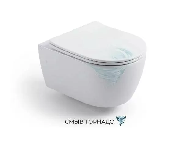 Дополнительное фото №3 Унитаз подвесной безободковый BONIVERA TORNADO P-trap,180mm с сиденьем