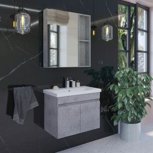 Тумба Comforty Осло 70ПД бетон светлый с раковиной COMO 70 